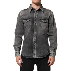 Washed Cotton - Casual Shirt - Zwart - Lange Mouwen