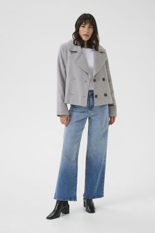 Kaffe - Tussenmantel 'Julia' - Lichtgrijs - Klassieke Mantel