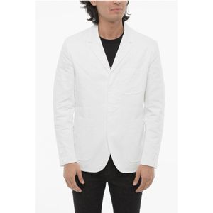 Slim Fit Ongevoerde Blazer met 3 Knopen in Wit