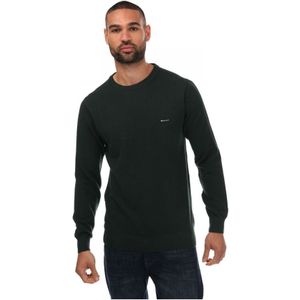 Men's Gant Cotton Pique Crew Neck Sweatshirt In Green - Maat 4XL