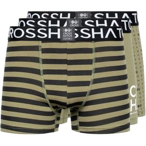 Crosshatch Heren Gridline Boxershorts (Pack of 3) (Groen)