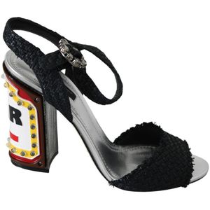 Dolce & Gabbana Vrouwen Zwart Kristallen LED LIGHTS Sandalen Schoenen