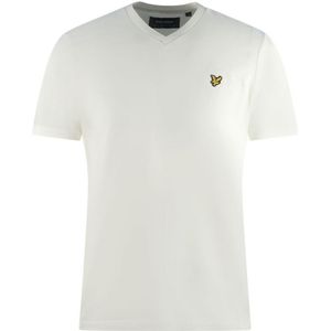 Lyle & Scott Brand Logo Off White V-Neck T-Shirt - Maat XL