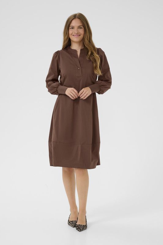 CULTURE - Antoinett - Jurk - Bruin - Knielengte - Losse Pasvorm