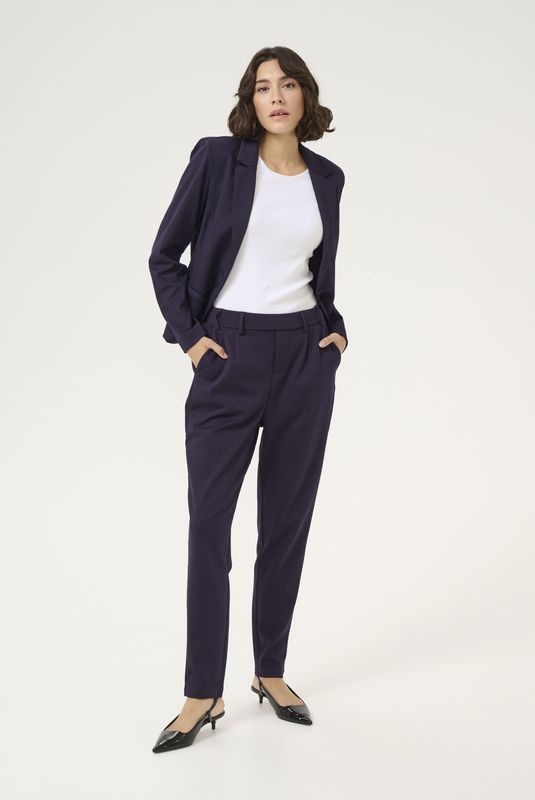 Kaffe - Bandplooibroek - Violetblauw - Regular Fit - Gerecycled Materiaal