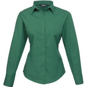 Premier Dames/dames Poplin Blouse Met Lange Mouwen / Gewoon Werk Overhemd (Smaragd) - Maat 42