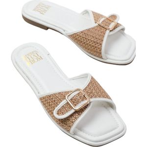 Where's That From Dames/Dames Vermont Raffia Gesp Sliders (Wit)