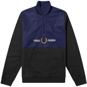 Fred Perry Pull-over Met Halve Rits, Zwarte Trui - Maat XS