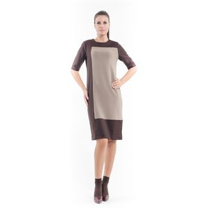 Conquista - Shift Jurk - Kameel - Geometrische Blokpanelen