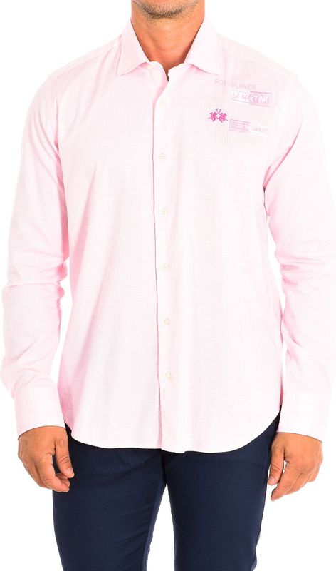 La Martina - TMC602-OX083 - Herenhemd - Roze - Lange Mouwen