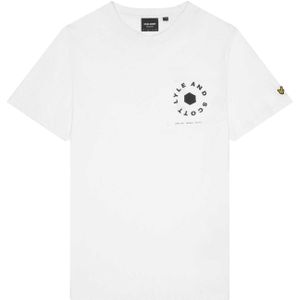 Lyle & Scott Heren Voetbal Wiel Grafisch T-Shirt (Wit)