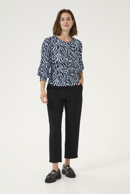 Kaffe - Ivanna - Blouseshirt - Pastelblauw / Zwart - Dierenprint
