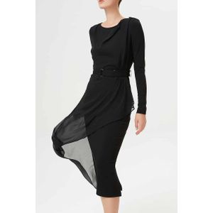 Asymmetrische gemonteerde jurk Mixing Chiffon en Jersey