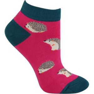 Miss Sparrow - Dames Bamboe Trainer Sokken - Hedgehogs (Hete Roze)