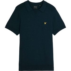 Lyle & Scott Heren Visgraat Gebreid Poloshirt (Blauw)
