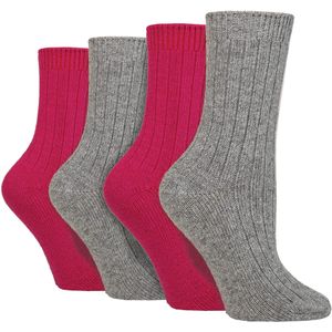 4-Pack Dames Cashmere Boot Sokken | Ademend Comfortabele Geribbelde Wol Bed Sokken