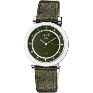 GV2 Dames Lombardije Zwitsers quartz horloge met diamanten groene band
