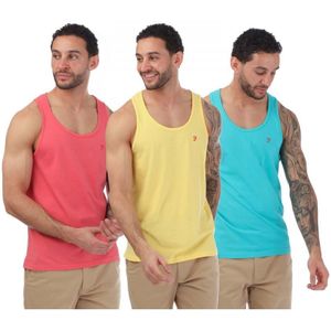 Men's Farah Chatom 3 Pack Vests in Multi colour
