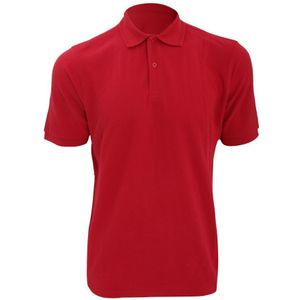Russell Heren Ripple Collar & Manchet Poloshirt Met Korte Mouwen (Helder Rood) - Maat XL