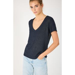 Col en V en tissu scintillant basique