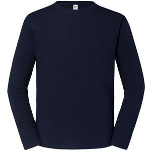 Fruit of the Loom Heren Iconic 195 Premium Ringspun Cotton T-shirt met lange mouwen (Deep Navy)