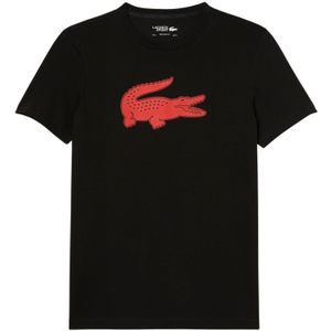 Lacoste SPORT T-shirt met 3D-print krokodillenjersey voor heren in zwart en rood