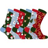 Sock Snob - Kleurrijke Kerstsokken - Kinderen - Ademend - Katoen - Verpakking van 6 Stuks
