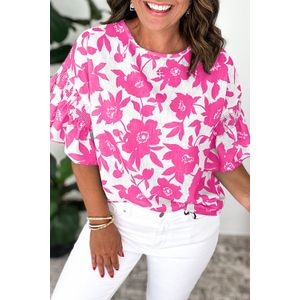 Bloemendruppel Blouse met Rimpel Mouwen