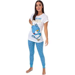 Disney Aladdin 3 Wishes-pyjama voor dames, blauw-wit