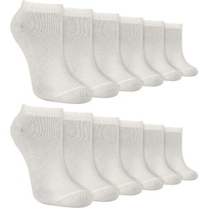 12 Paar Multipack Kinder Bamboe Trainer Sokken | Jongens Liner Sokken Ankle Wit - Wit