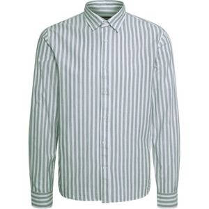 Matinique gestreept regular fit overhemd MAtrostol BU met linnen silver pine