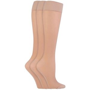 IOMI - 3 Paar Multipack Dames Vlucht Sokken, Compressiesokken voor Vrouwen - Beige