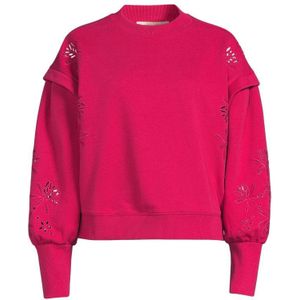 Scotch & Soda sweater Puff sleeve embroidery  sweatshirt rood