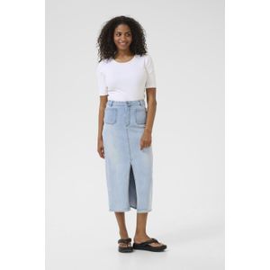 Kaffe - Kakarla - Denim Rok - Lichtblauw - Hoge Taille - Voorste Split