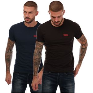 Levi's set van 2 grafische T-shirts voor heren, blauw-zwart