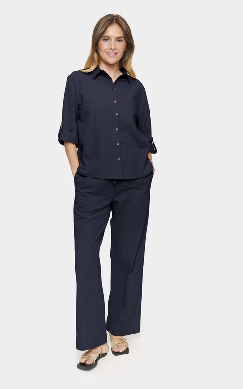 Saint Tropez, Dames, Blouses & Shirts, Blauw, Maat: L Katoen,