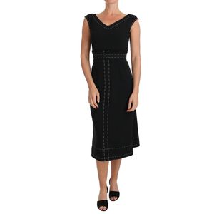 Dolce & Gabbana Dameszwarte Wollen Stretch A-lijn Sheath Jurk