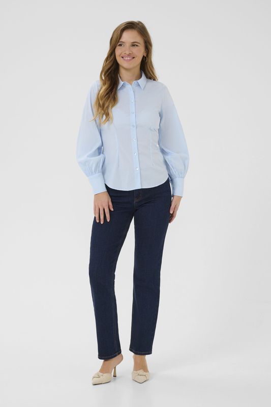 Blouse - Effen - Katoen - Lange Mouw - Normale Pasvorm