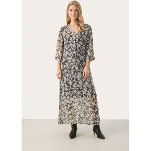 Jurk Regular fit Black Stitch Leaf print black multi