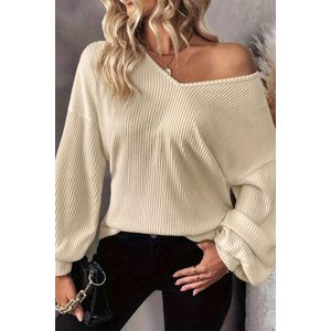 Geribbelde Trui met Satijnen Strik