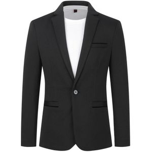 Heren colbert slim fit jas zakelijk dagelijks blazer zwart