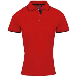 Premier Dames/Dames Coolchecker Contrast Piqué Poloshirt (Rood/zwart)