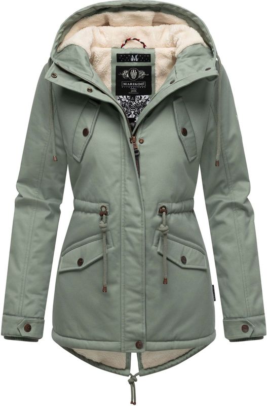 Marikoo dames winterjas Manolya met katoenen buitenstof & teddyvoering