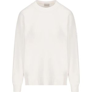 Moncler gedetailleerd logo op de achterkant van het witte sweatshirt