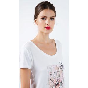 Top - Veelkleurig - Korte Mouwen - Stretch Jersey - Ronde Halslijn