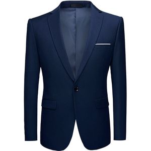 Marineblauwe stijlvolle casual blazer met één knop