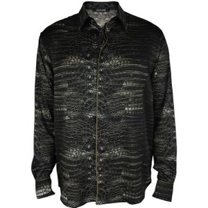 Roberto Cavalli - Overhemd - Bruin - Kaaimanprint - Lange Mouwen