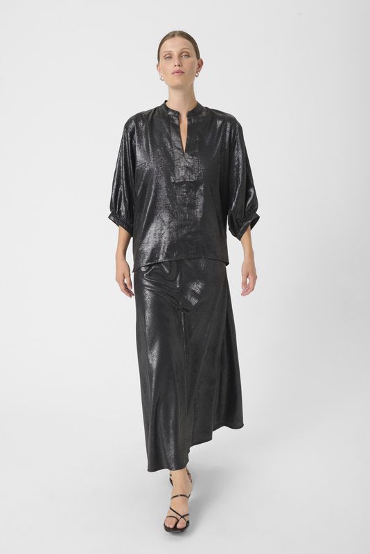 Blouse met korte mouwen SLMirmir Blouse met korte mouwen Loose fit black