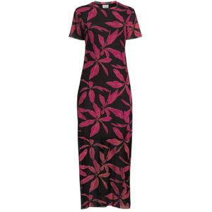 Catwalk Junkie maxi jurk Tropics maxi met bladprint en mesh zwart/ roze