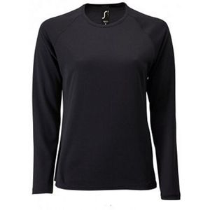 SOLS Dames/dames Sportief T-Shirt Met Lange Mouwen (Zwart) - Maat L